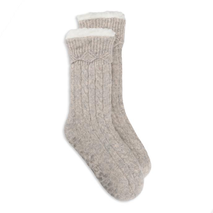 totes toasties® Ladies Texture Slipper Socks Oat Extra Image 2